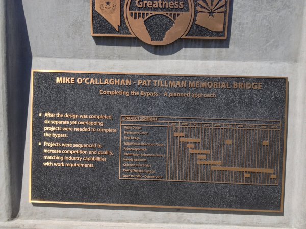 Plaques explaining the name of the 2010 Mike O'Callaghan-Pat